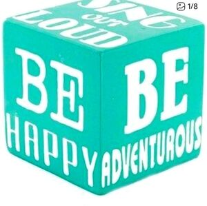 Turquoise Ceramic Inspirational Cube Dice Decor